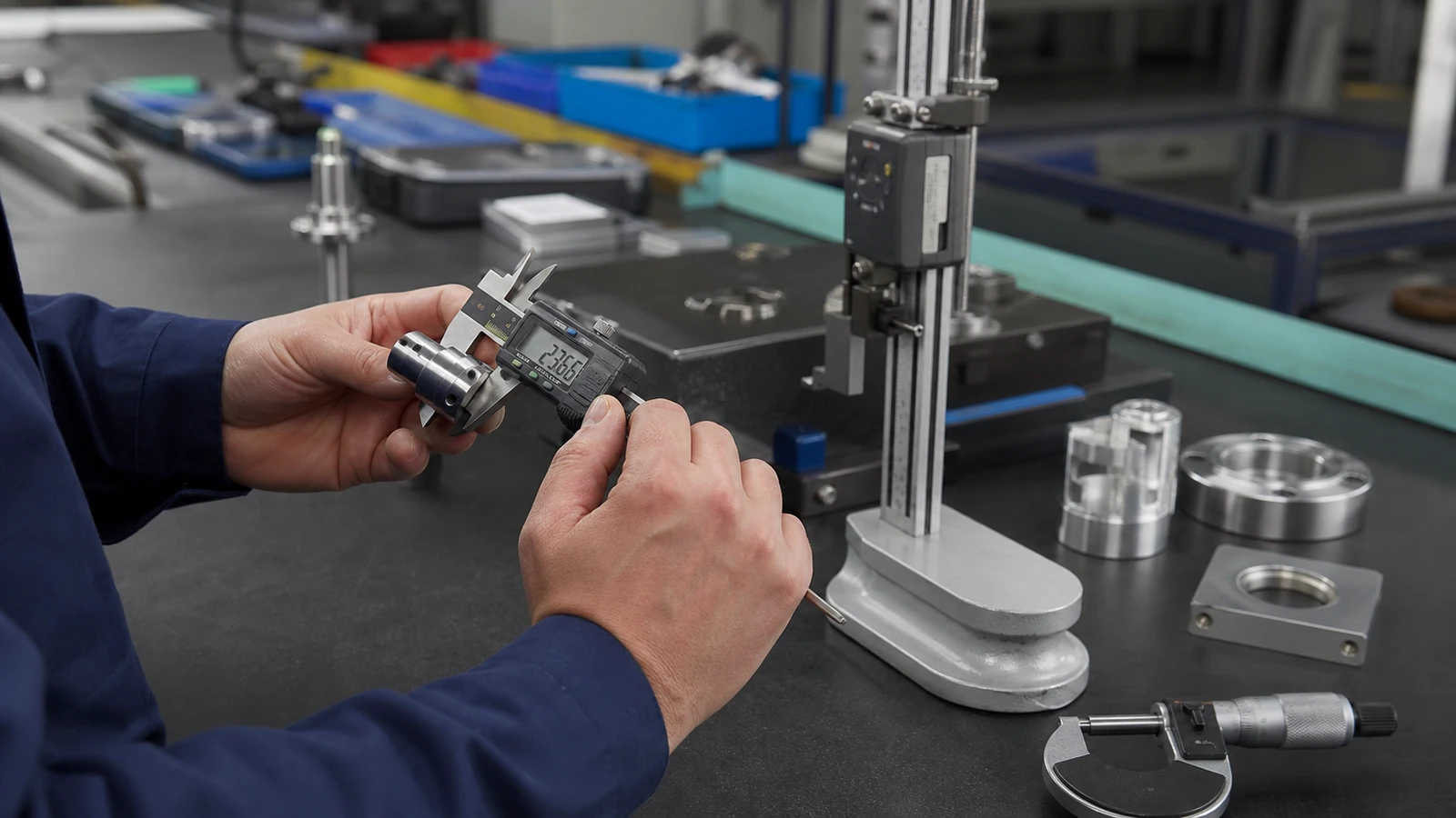 Precision machining quote quality inspection with measuring instruments