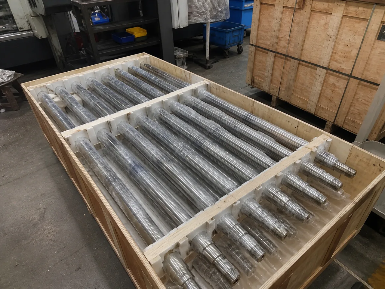 Long shaft CNC machining packing protection case example