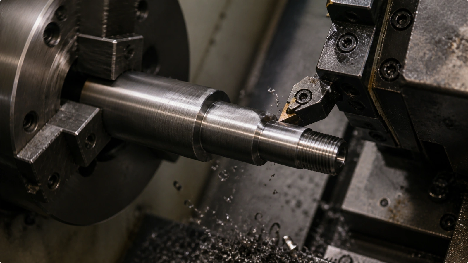CNC turning tool cutting steel shaft