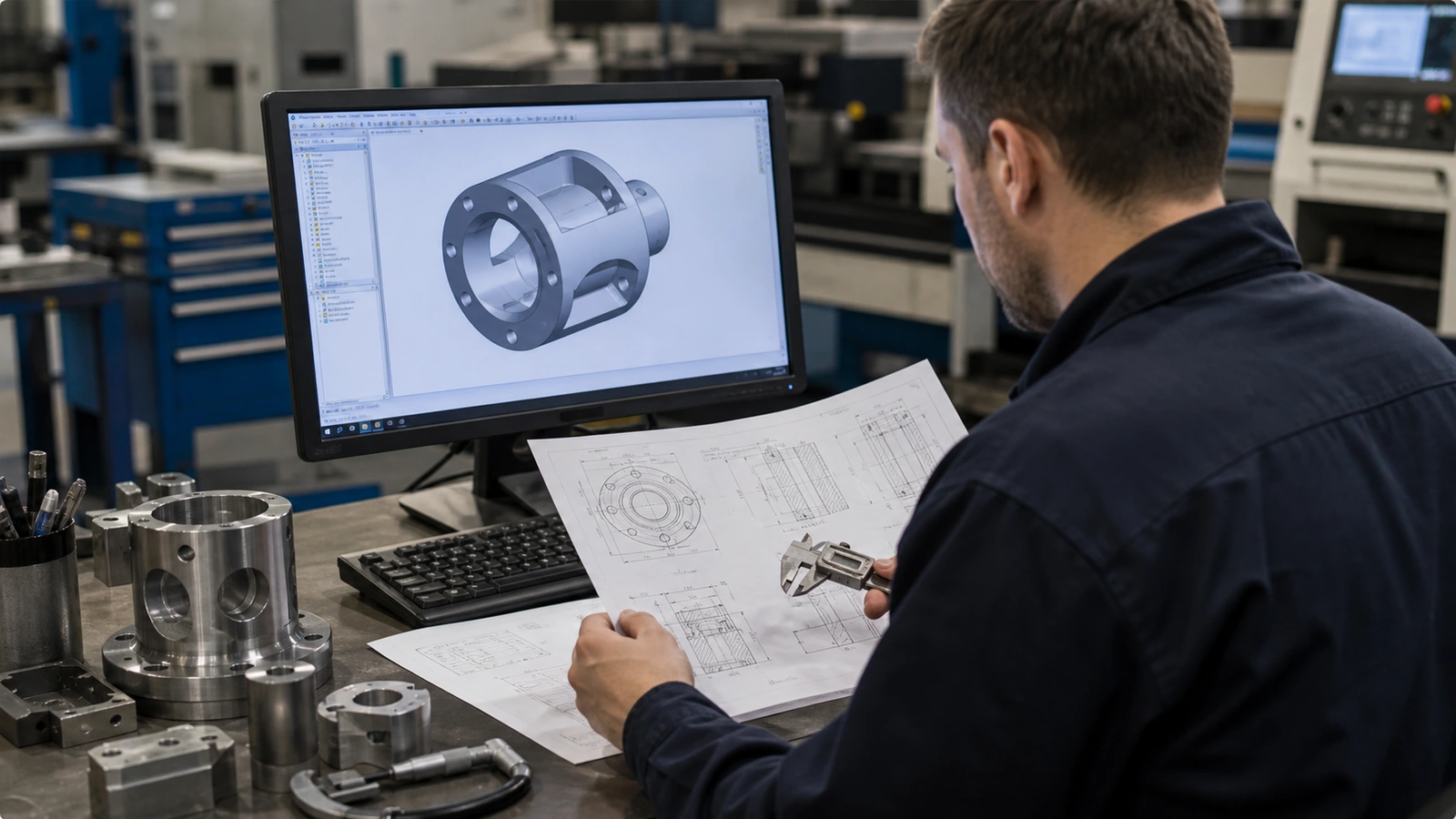 How to Prepare CNC Drawings for Accurate Quotation Engineer reviewing CNC drawing requirements for quotation