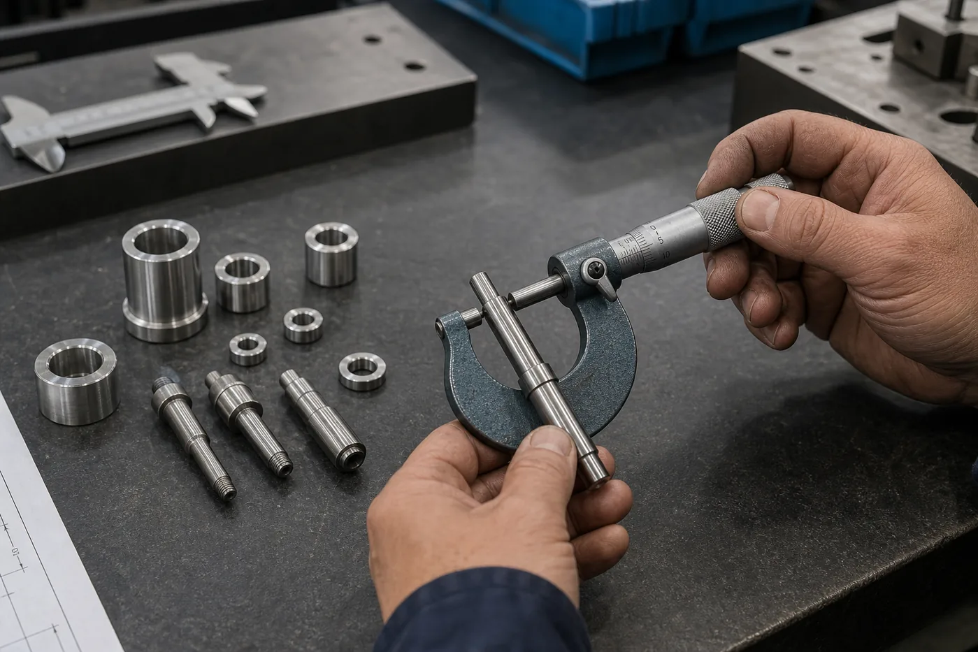 Small Precision Turned Parts Manufacturer Small precision turned parts inspection with micrometer